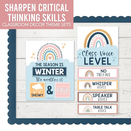 Classroom Calendar Set Bulletin Board Decorations, 98pc School Calendar Set - color: Boho Classic