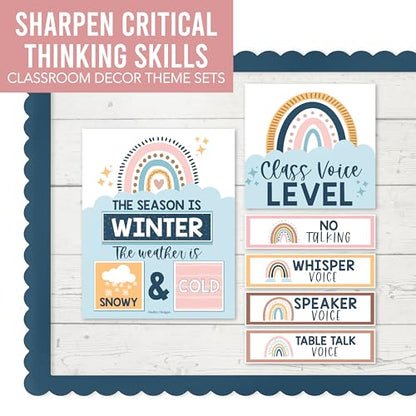 Classroom Calendar Set Bulletin Board Decorations, 98pc School Calendar Set - color: Boho Classic