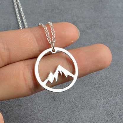 Baydurcan Silvery Necklace for Women Pendant Chain Friendship Necklace Gift - style: Mountain s