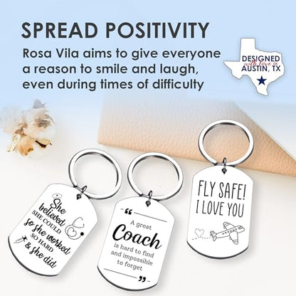 Rosa Vila Keychains For Women & Men, Gifts For Mom, Bonus Mom, Aunt, Sister, Dad, Grandma, Nurse, Teens, Coach, Teacher Pilot - style: Coach Keychain