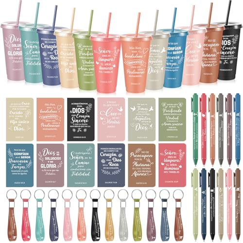 Hollowfly 12 Set/48 Pcs Spanish Christian Gifts for Women, Morandi - color: Morandi