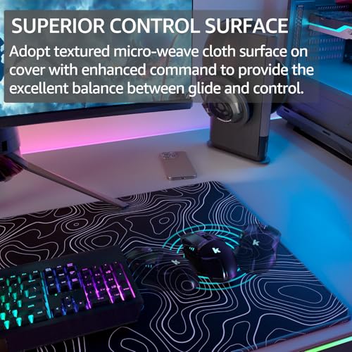 KTRIO Large Gaming Mouse Pad, 31.5 x 15.7 in, Black Topographic, XXL - color: Black Topographic, size: 31.5l X 15.7w Inches