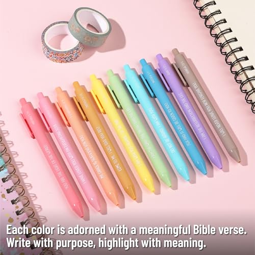 Mr. Pen- Christian Pens, 50 Pack, Black Ink, Pastel Color Barrels