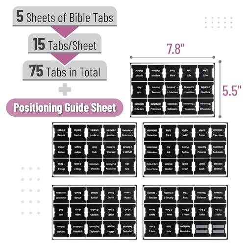 Mr. Pen- Laminated Bible Tabs, 75 pcs, Easy-to-Read & Apply - color: Black