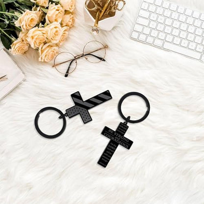 Bozidol Inspirational Bible Verse Cross Keychains, Religious Christian Birthday Baptism Graduation Gifts for Men Boys Teens - color: American Flag