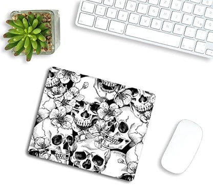 Mouse Pad,Sugar Skull Floral Black White Mouse Pad, Mouse Mat Square Mouse Pad Non-Slip Rubber Base MousePads for Office Laptop, 9.5"x7.9"x0.12" Inch - color: TSP225