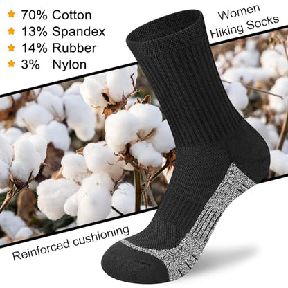 cuangya Women Crew Socks Athletic Cushioned Running Hiking 3-5 Pairs - color: 4 Pairs Black, size: 5-8