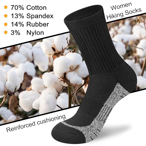 cuangya Women Crew Socks Athletic Cushioned Running Hiking 3-5 Pairs - color: 4 Pairs Black, size: 8-10