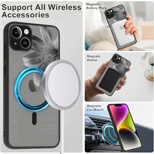 Magnetic Bible Verse Phone Case for iPhone 7/8/SE 2020/2022 4.7",Compatible with MagSafe,Jesus Famous Quotes Lily Pattern Aesthetic Design TPU Shockproof Protective Phone Cover for Girls Women - color: Lily, size: for iPhone 7/8/SE 2020/2022