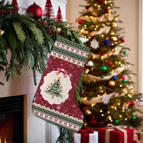 Coquette Red and Green Christmas Tree Stockings 16 Inch - color: Christmas19