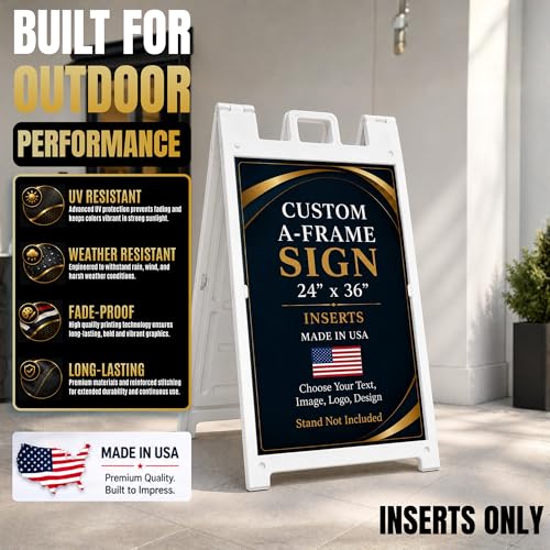 Custom Sandwich Board Signs Outdoor Waterproof A-Frame Signs Printed in USA - color: A-Frame Inserts
