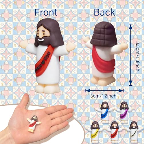 30 Pack Little Jesus Figures with Storage Box, 5 Color Tiny Jesus
