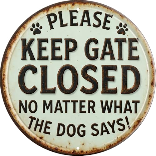 Vintage Round Tin Sign Retro Metal Keep Gate Closed Signs For Home Decor Stylish Wall Art Plaques Gift For Home Bathroom Kitchen And Gothic Wall Decor In Every Room 8x8 In - color: Keep Gate Closed