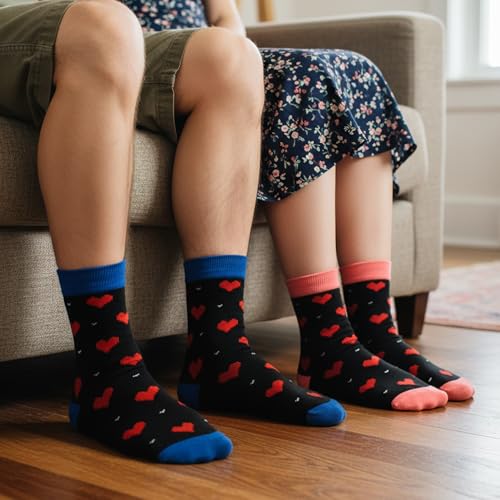 2nd Anniversary Couple Socks Gift – 2 Pairs of Matching Socks, 2 Year Anniversary Card & Gift Box, Cotton Anniversary Set for Couples, Him, Her, Husband, Wife