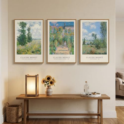 3 Piece Framed Claude Monet Landscape Wall Art for Living Room, 16x24 Inch - color: Green and Blue, size: 16"W x 24"Hx3Pcs