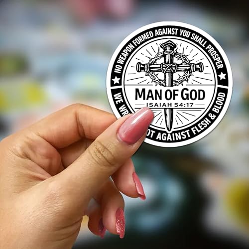 Man of God Sticker 3Pcs Decals Vinyl Waterproof Christian Bible Verse Decor & Party Favors for Laptop, Water Bottle, Skateboard | Non-Repeating Decals, High-Definition Print - color: Man of God