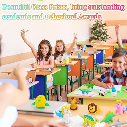 URSKYTOUS 35Pcs Animal Erasers Desk Pets for Kids,Classroom Prizes - style: 35Pcs