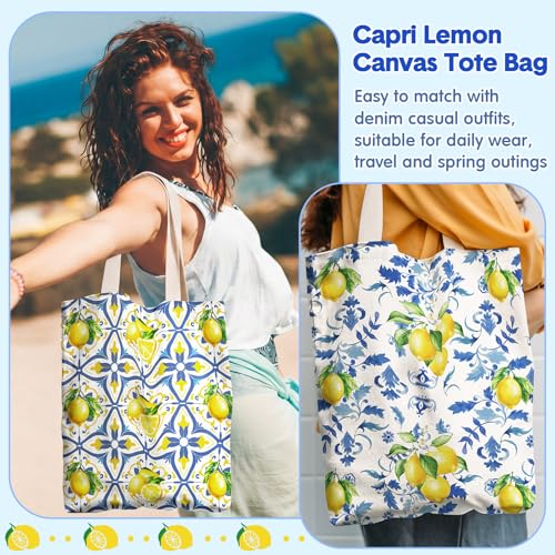 Patelai 12 Pack Italian Gifts Lemon Gift Tote Bag & Amalfi Coast Makeup Bag - style: Capri Lemon