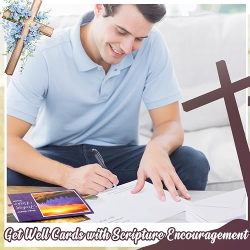Motiskyy 72 Pack Religious Get Well Cards Bulk with Envelopes Stickers Christian Get Well Soon Greeting Cards with Scripture Encouragement Blessing 4.5 x 6.2 Inch(Landscape) - style: Landscape