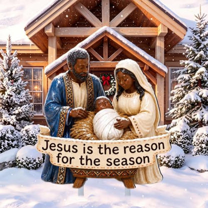 Cinnvoice Christmas Metal Yard Sign,African American Nativity Scenes - style: African American Nativity Scenes