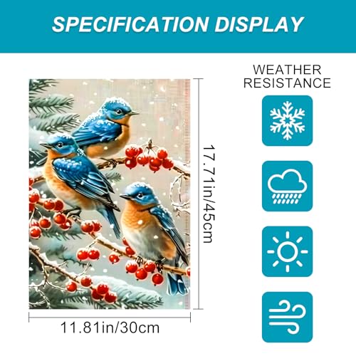 BlissYard Christmas Bluebird Garden Flag 12x18 Inch Polyester - color: Bluebird