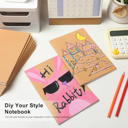 12 Pack Blank Kraft Notebooks, 8.3x5.5 Inches A5 Small Journals Bulk Blank Notebooks 80 Gsm Unlined with 60 Pages A5 Subject Notebooks Traveler Journal Set for Adult Students Back to School Supplies - color: Blank inner pages-12 PCS