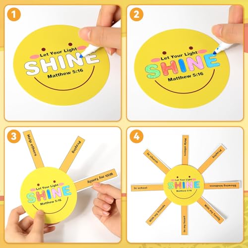24 Sets and Bible VBS Crafts Jesus Religious Party Supplies Let Your Light Shine Handmade Christian Light Station Craft Kit for Church Exchange Gifts