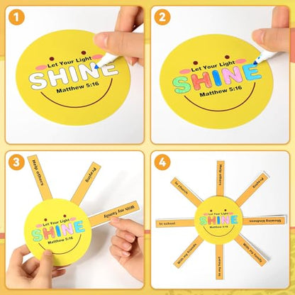 24 Sets and Bible VBS Crafts Jesus Religious Party Supplies Let Your Light Shine Handmade Christian Light Station Craft Kit for Church Exchange Gifts