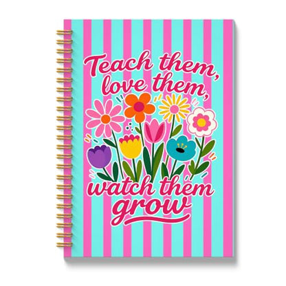 JMICTUB Boho Floral Teacher Spiral Notebook 5.5x8.3, End of the Year Teacher Appreciation Gifts Hardcover Lined Journal - color: Spiral notebook-04