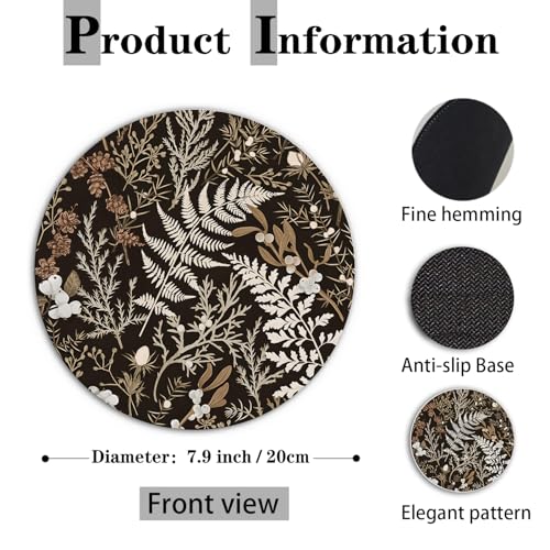 Dark Green Plant Mouse Pad 7.9x7.9 Inch, Vintage Green Fern Leaves Botanical Cottagecore Mouse Pads for Wireless Mouse Computers Laptop Desk Accessories, Plant Desk Accessories - color: color 7