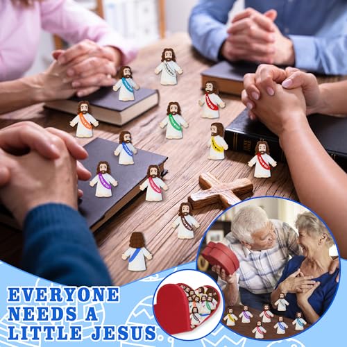 Bamamon 30 Pcs Little Jesus Figures, Mini Jesus Loves You Figures Bulk - color: 10 Color*30 Jesus Loves You