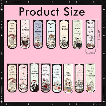 Gothic Skull Magnetic Bookmarks: 30 Pcs Skeleton Book Mark Clips, Funny Magnet Page Markers for Reading, Halloween Gifts for Women Teens Kids Students Book Lovers School Office Supplies - style: Gothic Skull