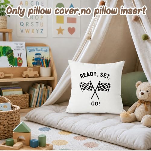 Race Car Boys Room Decor,Ready Set Go Pillow Covers 18x18 - color: Go
