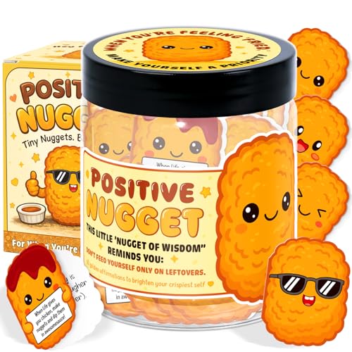 Emotional Support Nuggets - Chicken Nugget Gifts - Funny Gifts For Teens, Coworkers, Friends, Girls, Women - Birthday, Christmas Gift Ideas - 60 Chicken Nugget Affirmation Cards - Positive Nuggets Jar - color: Emotional Support Nuggets