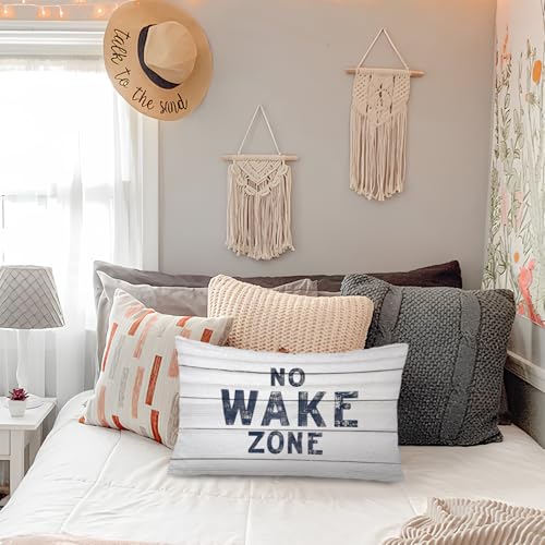 Lacama Coastal Beach 12x20 Pillow Cover, Lake House Decor, No Wake Zone Nautical Coastal Decorative Lumbar Throw Pillow Covers Pillowcases for Couch Bed Home Bedroom Living Room - color: Coast-no Wake Zone