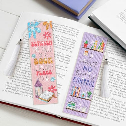8 Pieces Christian Bible Verse Diamond Art Bookmarks 5d Christian Beaded Bookmark Acrylic Tassel Bookmark for DIY Making Beginners Adults Arts Craft Supplies (Book Lovers) - color: Book Lovers