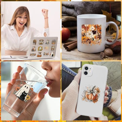 Rngmsi UV DTF Cup Wrap - 30 Sheets Fall Halloween UV DTF Stickers for Glass - style: Fall Halloween