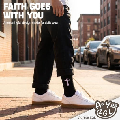 3 Pairs Unisex Cross Socks,Gifts for Christian: Easter Christmas - color: Joshua 1:9 - Black