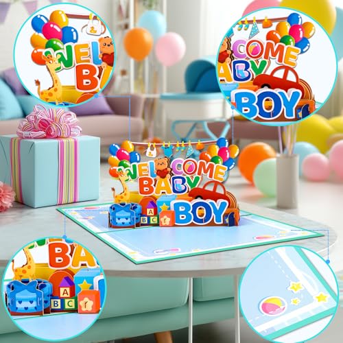 GREETING ART New Baby Boy Card, Baby Shower Pop Up Card for Boy - color: Baby Boy