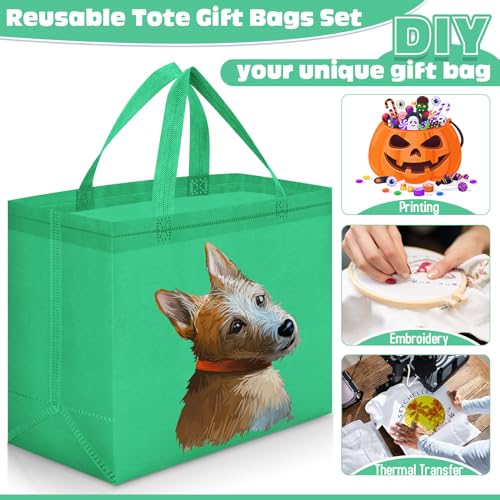 Windyun Reusable Grocery Bags Non Woven with Handles - color: Forest Green
