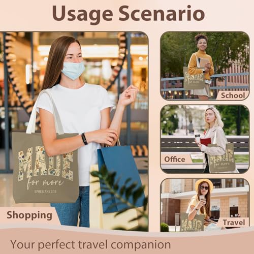 kunlisa Christian Tote Bag for Women, Christian Gifts for Women Faith Canvas Tote Bag - color: Floral Patterns