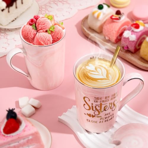 Sister Birthday Gifts for Sister from Brother Sisters, 14oz Sisters Mug - color: Pink - Sister Gifts