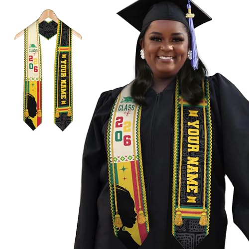MDPrints Global Kente Graduation Sash 2026, Black Girl Magic Graduation Sash 2026, Class of 2026 Graduation Gift - color: Kente Dk04