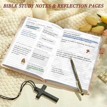 JUBTIC Bible study guide, Sermon & Scripture Journal for Women Pink,A5 - color: Pink