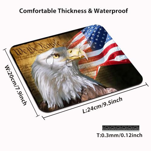 Patriotic Bald Eagle America Pride Flag Mouse Pad, We The People Desk Mat - color: Cute Colorful Art Rec4