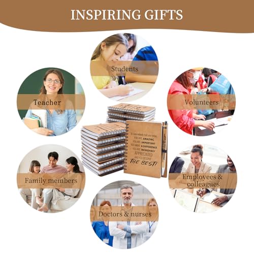 20 Pcs Employee Appreciation Gifts Bulk - 10 Sets of Inspirational Spiral Notebooks with Motivational Pens, Small Notepads for Coworkers,Office, Staff, Team, Volunteer, Nurse, Teachers, Thank You Gift
