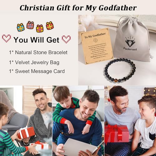 Christian Grandparents-Day Gifts for Men, Religious Cross Bracelet for Him - style: To My Godfather