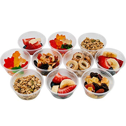 Disposable Portion Cups with Lids - 200 Set Disposable Clear Plastic, Ideal for Jello Shot, Condiment and Sauce Cups with Lids Restaurant quality Souffle Portion Container (2oz) - size: 2oz