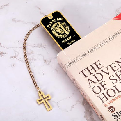 Baptism Gifts for Men, Bible Bookmark Man of God, Lion Bible Verse Bookmark