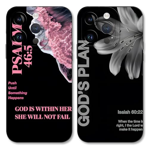 2 Pack Bible Verse Phone Case for iPhone 14 Pro 6.1", Jesus Famous Quotes Lily Pattern Aesthetic Design Cases Soft Silicone TPU Slim Shockproof Protective Bumper Phone Cover for Women Children - color: Lily, size: for iPhone 14 Pro